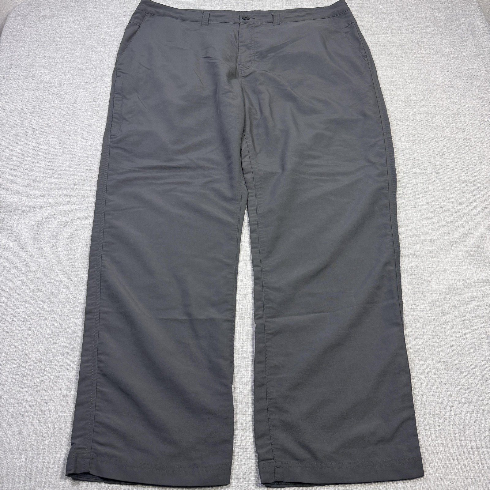 Rei Pants Mens 42x32 Gray Khakis Nylon Relaxed Zip Fly Pockets Travel Light